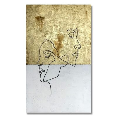 Modern Abstract Design Gold Foil Hand-Painted Oil Painting Canvas Wall Art with Customized Size