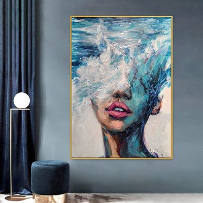 Customized Size Hand Painted Oil Painting with Hand Applied Gold Leaf and Eco-friendly Acrylics on Canvas Abstract Wall Art