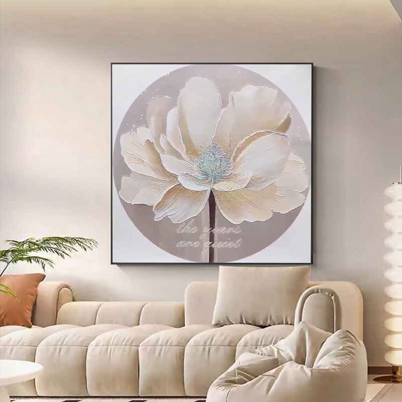 Hand Painted Modern Textured Flower Relief Wall Art Canvas Oil Painting for Custom Home Decoration