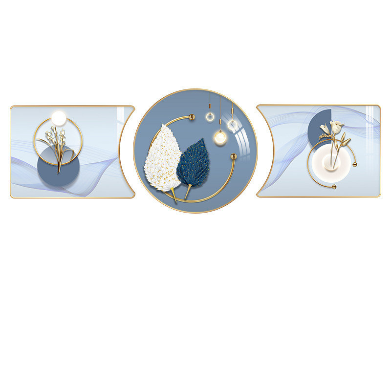 Waterproof Canvas Crystal Porcelain Painting 3 Pieces Fortune Tree Elk For Home Hotel Decor