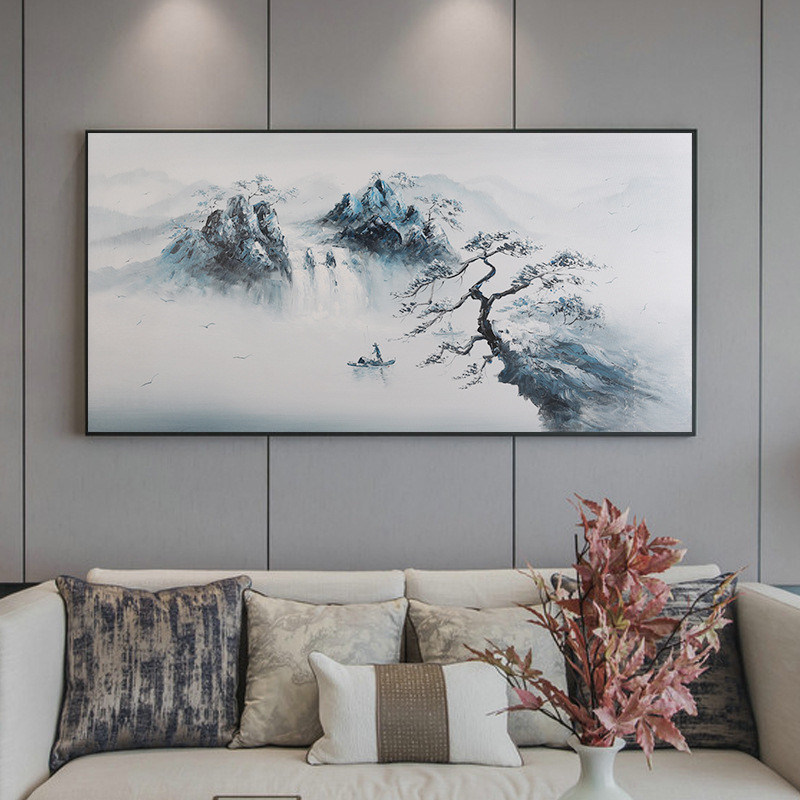 Customized Size Hand Painted Landscape Oil Painting Modern Textured Canvas Art for Home Decor